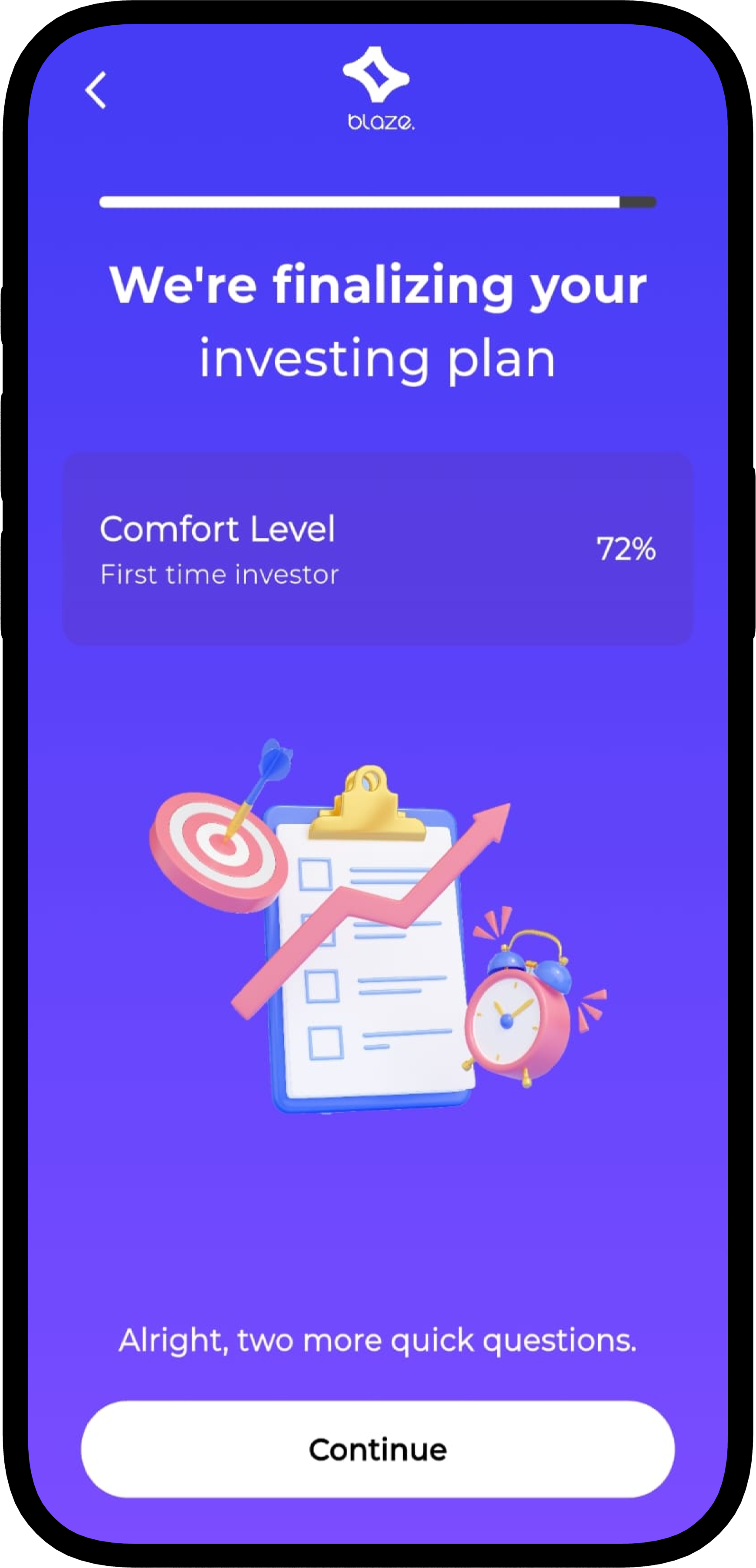 Blaze AI plan finalization app screen